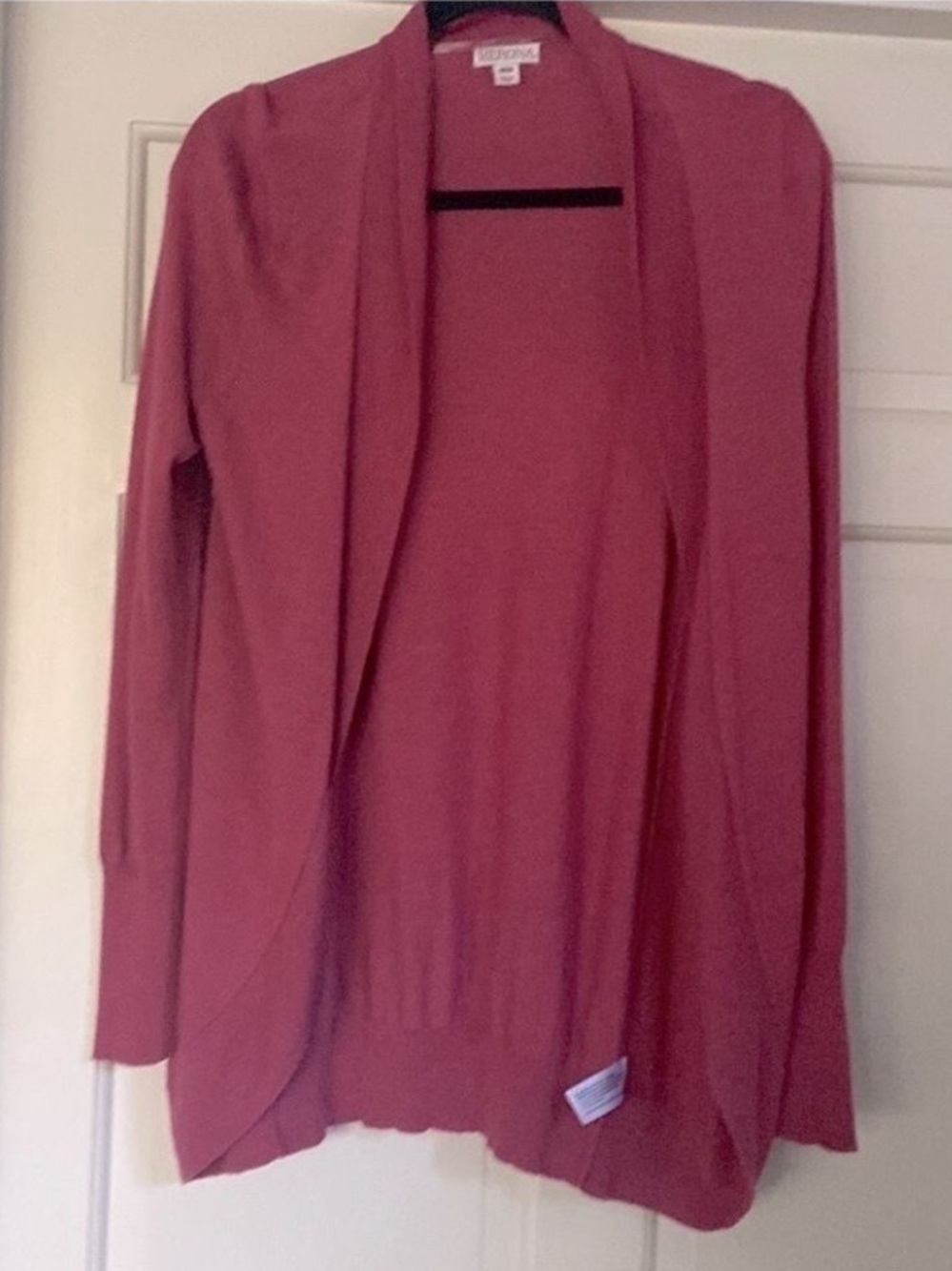 Open Front Knit Cardigan Size Medium Muted Raspberry Pink - Picture 8 of 14